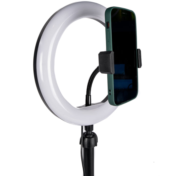 Create it! Studio Lamp - Ringlamp met Statief - 20 cm - TikTok Lamp - Led Ring Licht voor Smartphone met Tripod - Inclusief Green Screen - Complete Ring Light Set