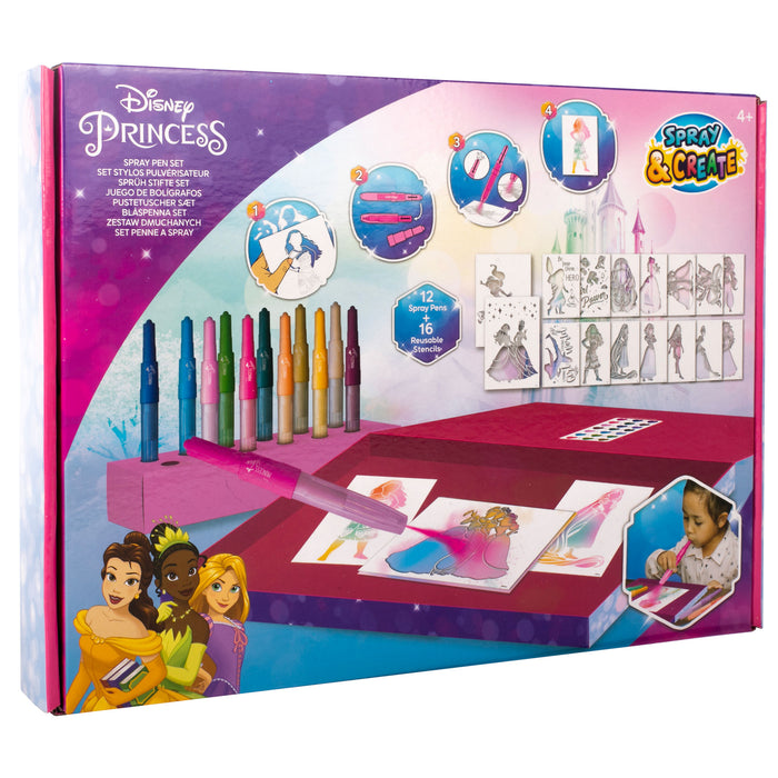Disney Princess – Sprühstift-Set – Malstifte für Kinder – Zeichenset mit Farbstiften und Zeichenvorlagen