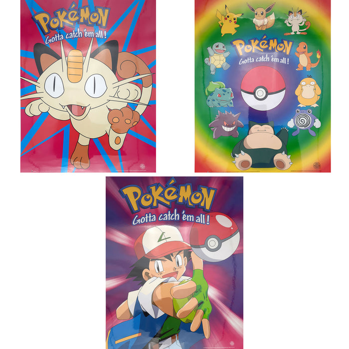 Pokemon - Poster Voordeelset - 3 Posters (50x40 cm) - Geplastificeerd - Kinderkamer - Celebrations - (Versie 4)