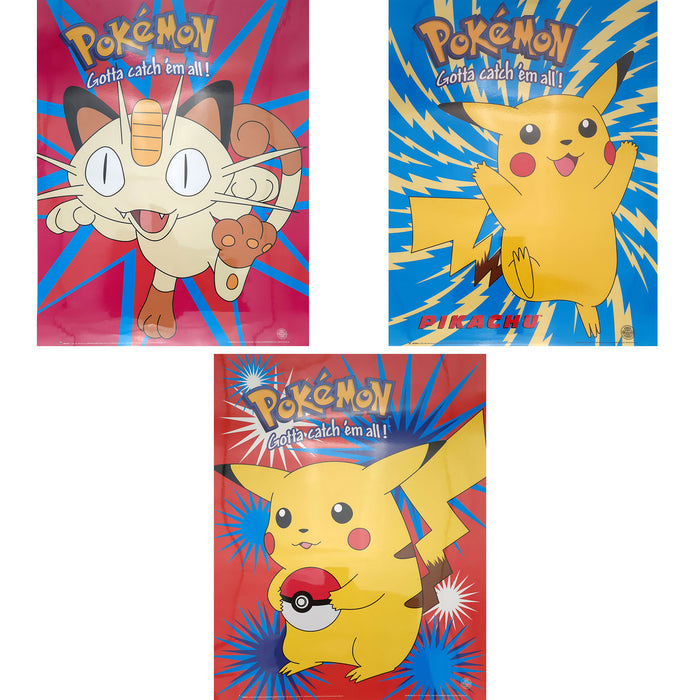 Pokemon - Poster Voordeelset - 3 Posters (50x40 cm) - Geplastificeerd - Kinderkamer - (Versie 8)