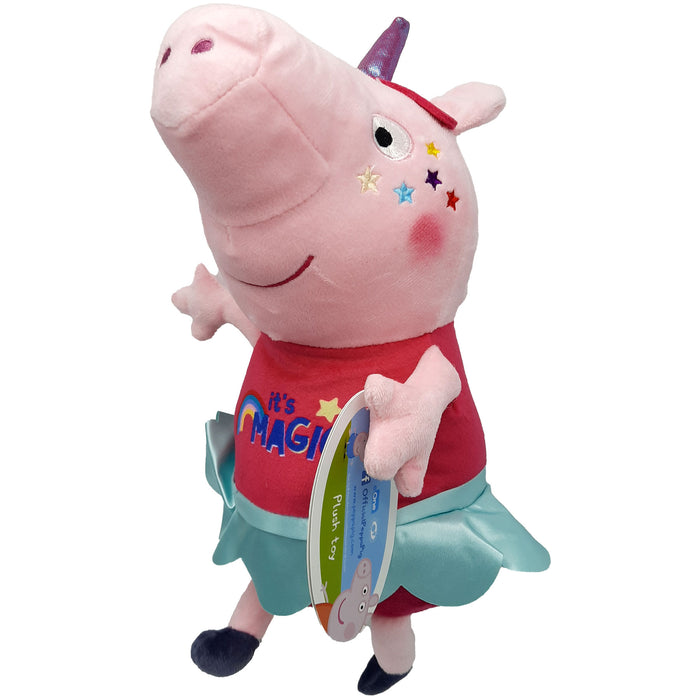 Peppa Pig - Peppa Big - Knuffel - Varken - It's Magic Shirt met Groene Rok - 31 cm