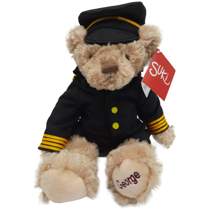 Suki Teddybeer George - Vliegtuig Piloot - Knuffel - Pluche - Knuffelbeer - 28 cm