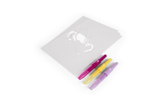 Unicorn Academy spray pen set A4 envelop, 3 pennen en 3 sjablonen