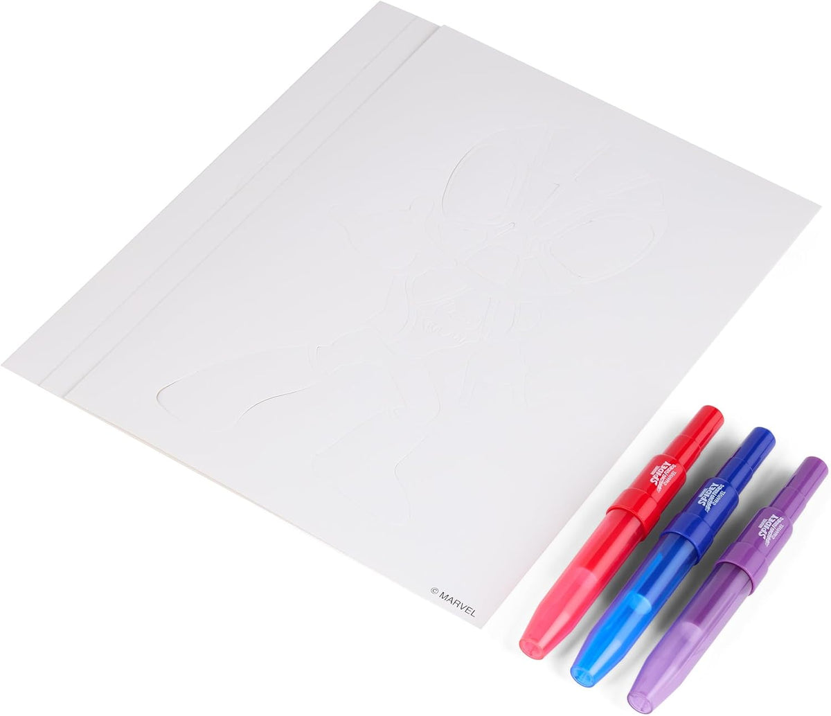 Marvel Spidey spray pen set A4 envelop, 3 pennen en 3 sjablonen