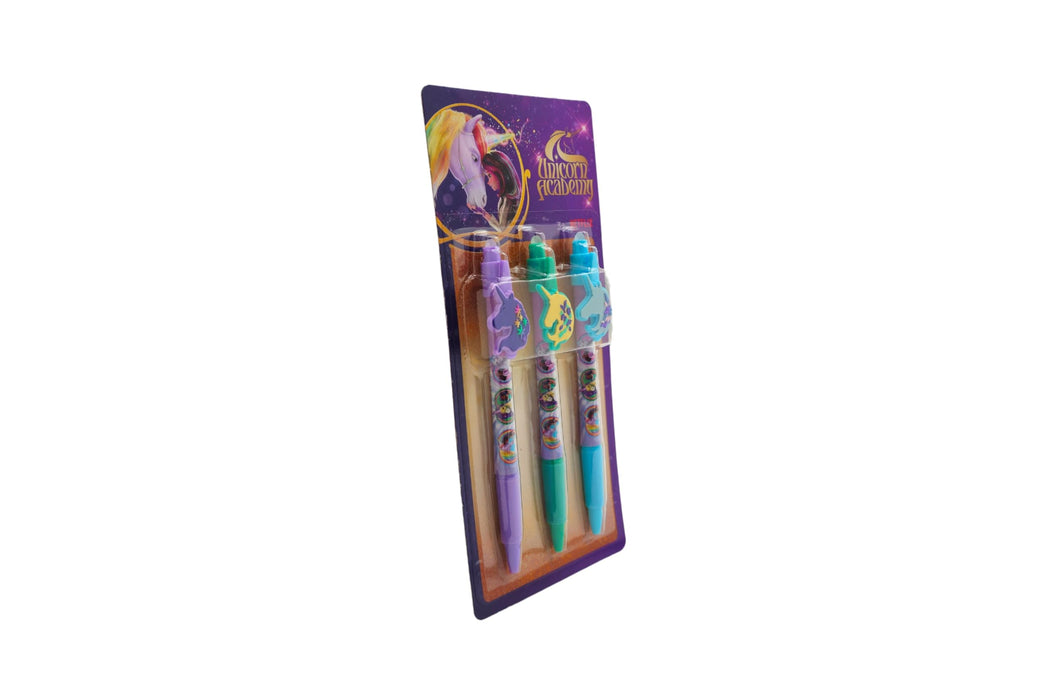 Unicorn Academy gelpennen, set van 3 uitwisbaar