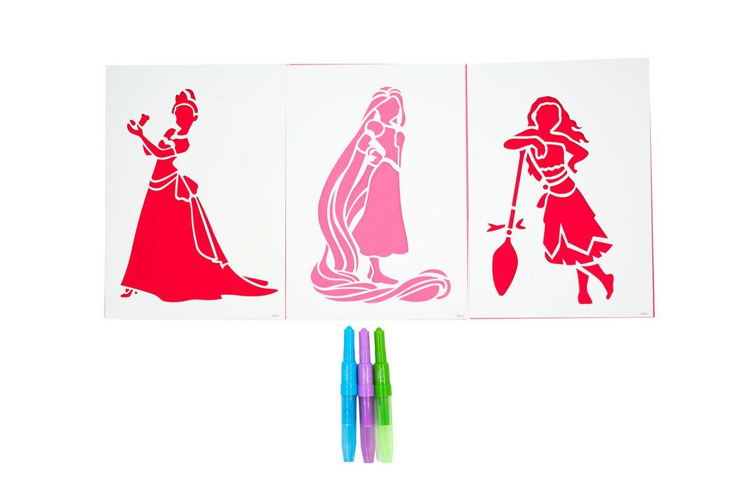 Disney Princess spray pen set A4 envelop, 3 pennen en 3 sjablonen