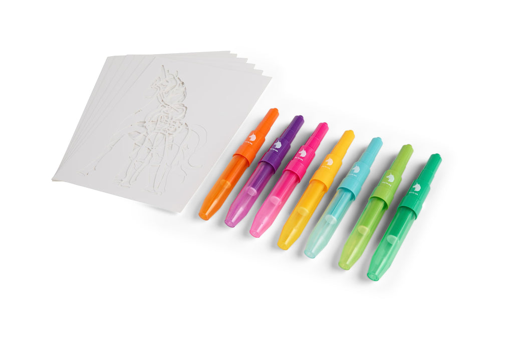 Unicorn Academy spray pen set, 7 pennen en 6 sjablonen