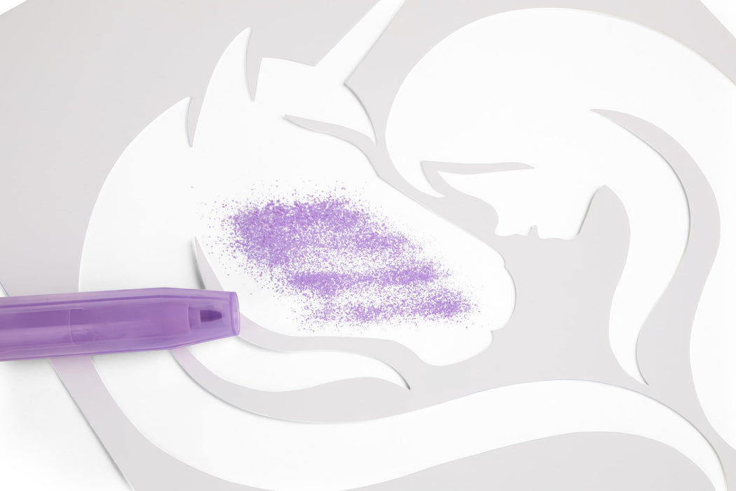 Unicorn Academy spray pen set A4 envelop, 3 pennen en 3 sjablonen