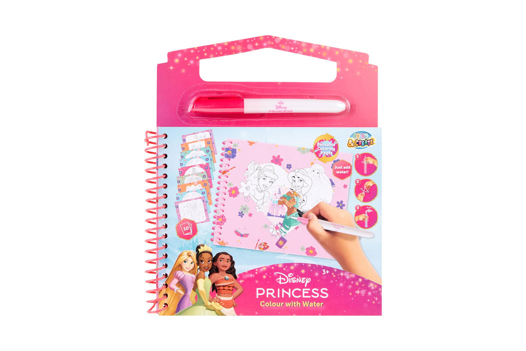 Disney Princess waterkleurboek, 10 herbruikbare kleurplaten