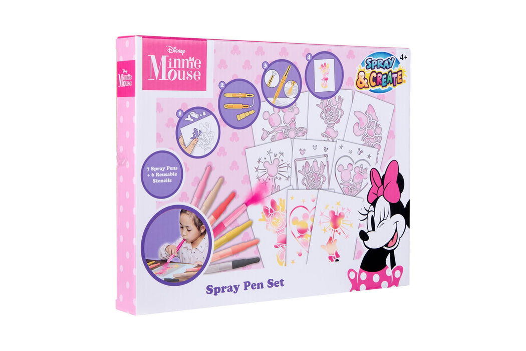 Disney Minnie Mouse spray pen set, 7 pennen en 6 sjablonen