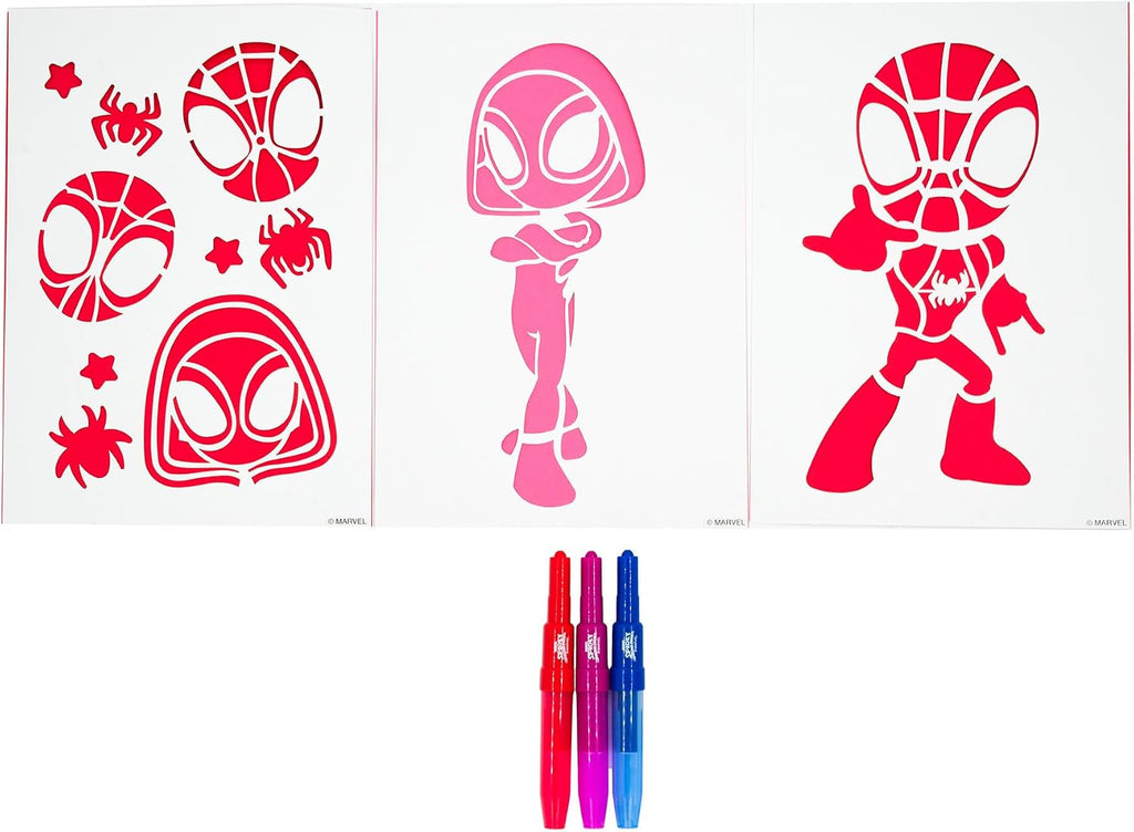 Marvel Spidey spray pen set A4 envelop, 3 pennen en 3 sjablonen