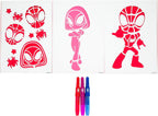 Marvel Spidey spray pen set A4 envelop, 3 pennen en 3 sjablonen