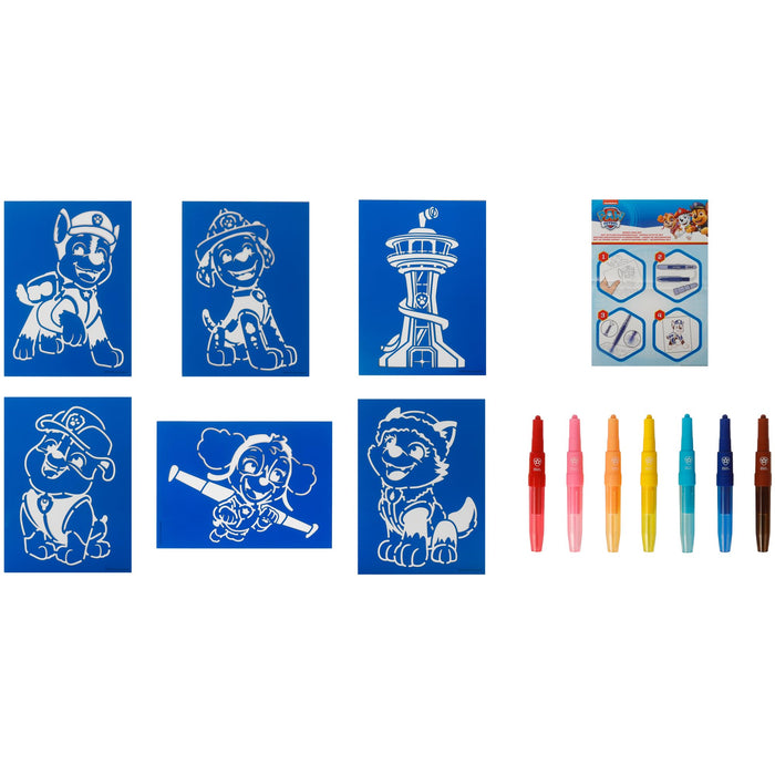PAW Patrol spray pen set, 7 pennen en 6 sjablonen