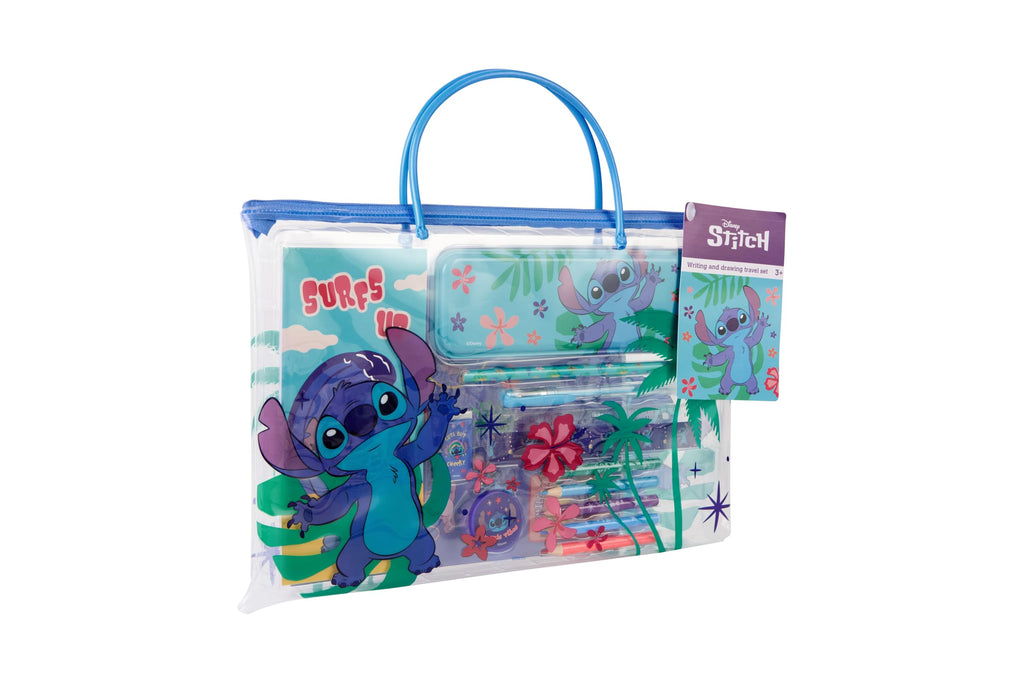 Disney Stitch schrijf- en tekenreisset, met etui, potloden, pennen en stickers