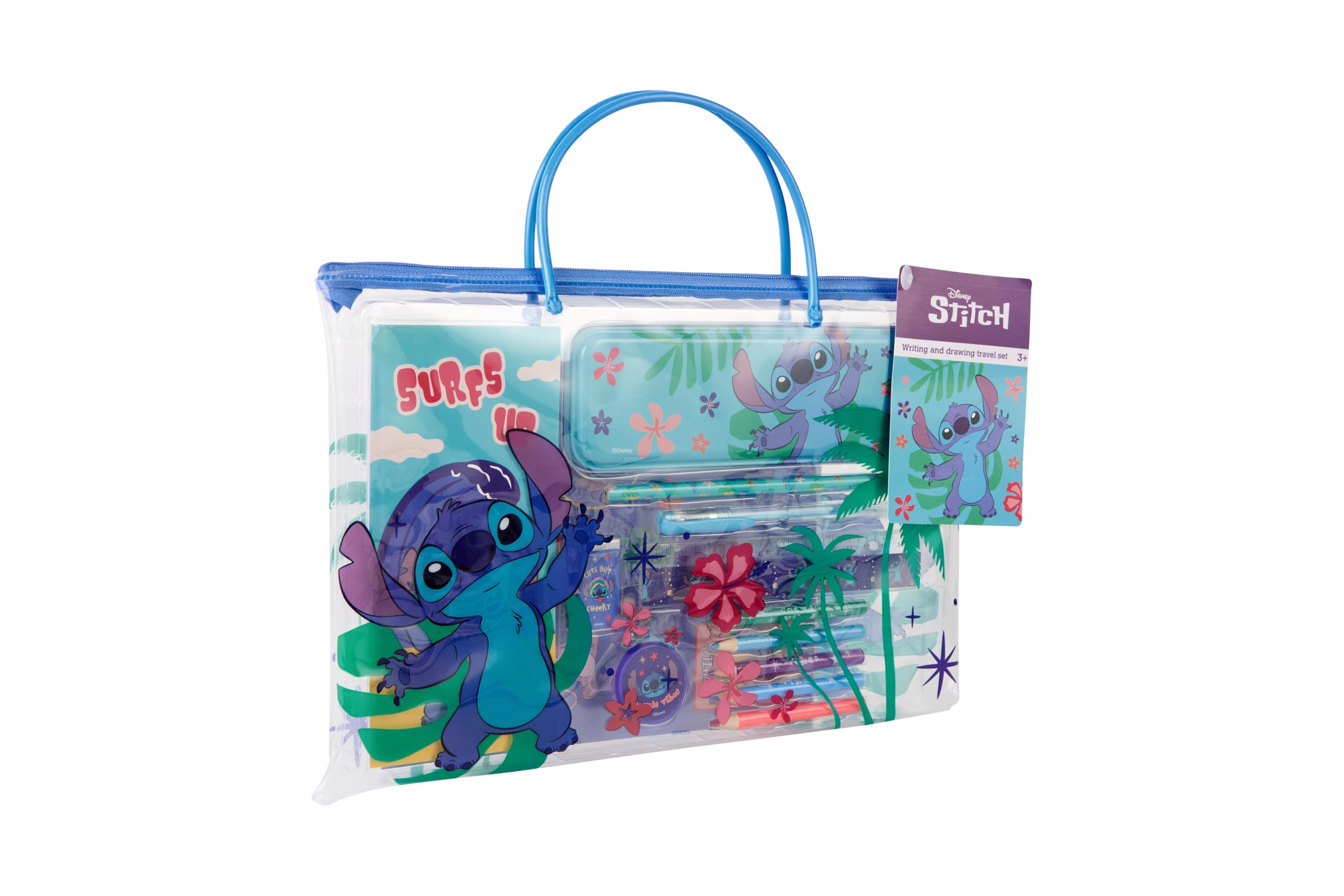 Disney Stitch schrijf- en tekenreisset, met etui, potloden, pennen en stickers