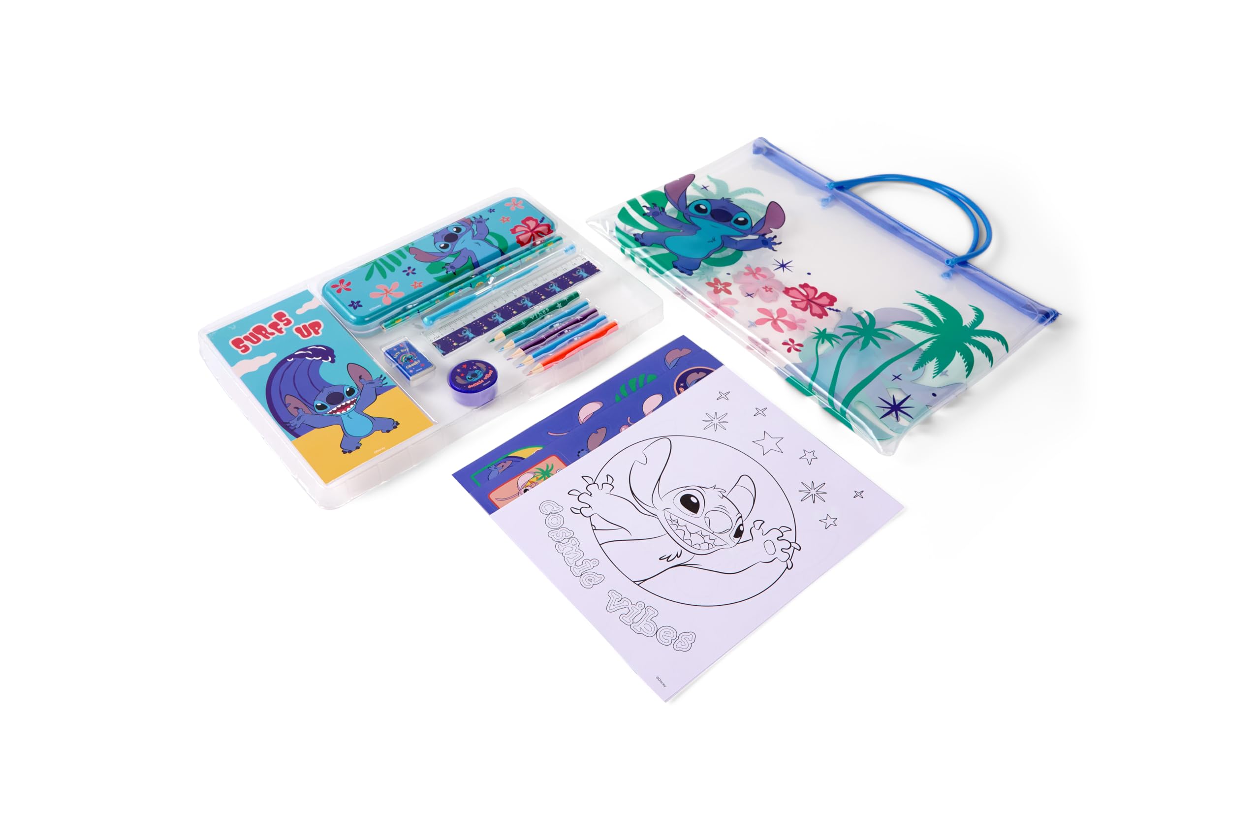 Disney Stitch schrijf- en tekenreisset, met etui, potloden, pennen en stickers