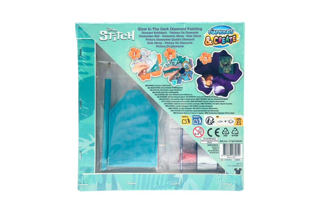 Disney Stitch diamond painting glow in the dark, 19 x 19 cm