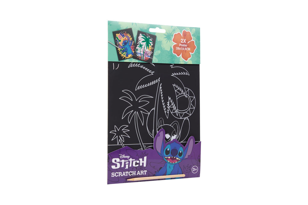 Disney Stitch kraskunst set, 2 posters van 26 x 19,5 cm met kraspen