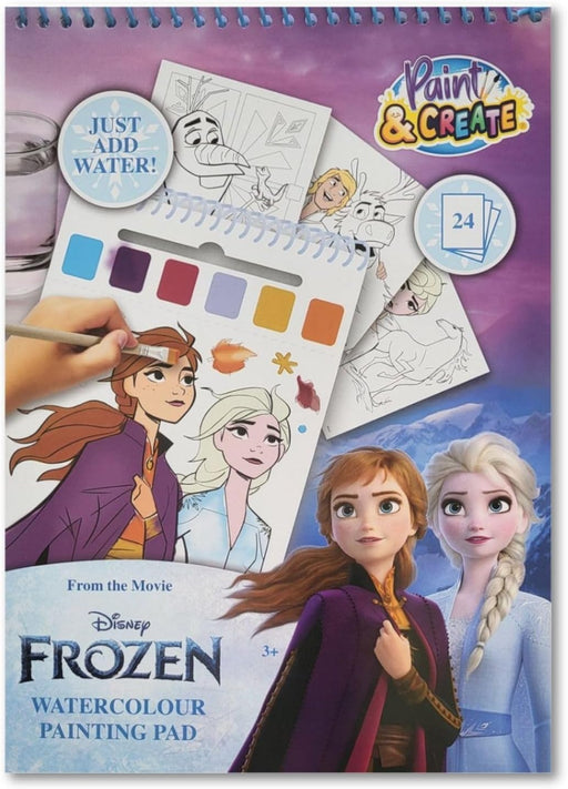 Disney Frozen FR24355 Aquarel kleurboek – aquarelschilderblok met 24 pagina's en penseel – "Paint & Create" aquarelboek 