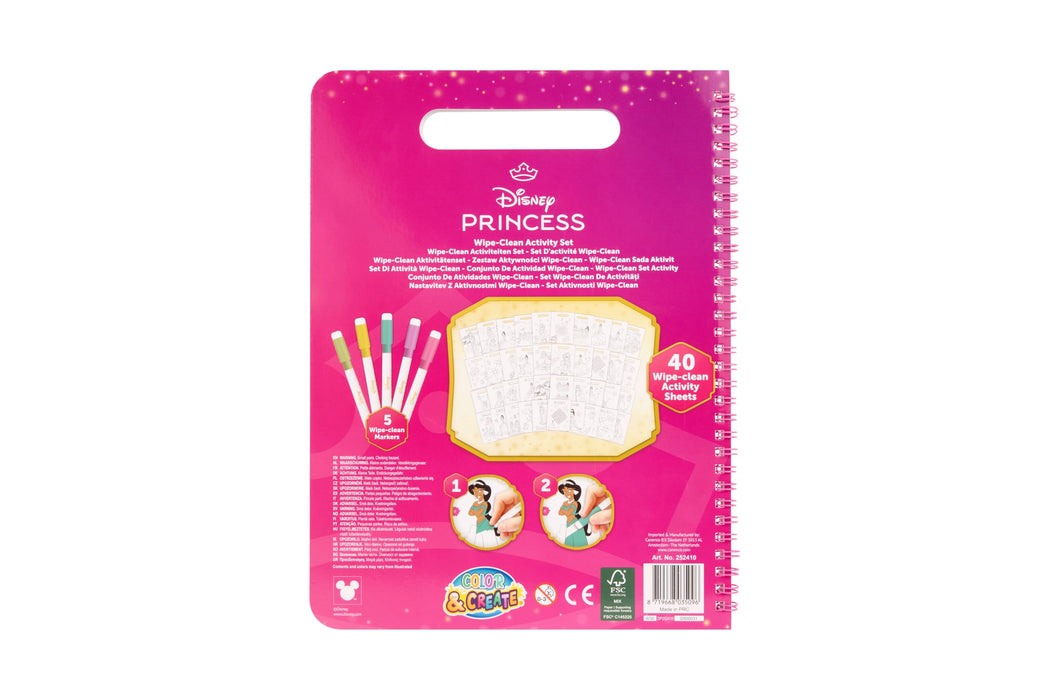 Disney Princess wipe clean activiteitenset, met 5 uitwisbare stiften