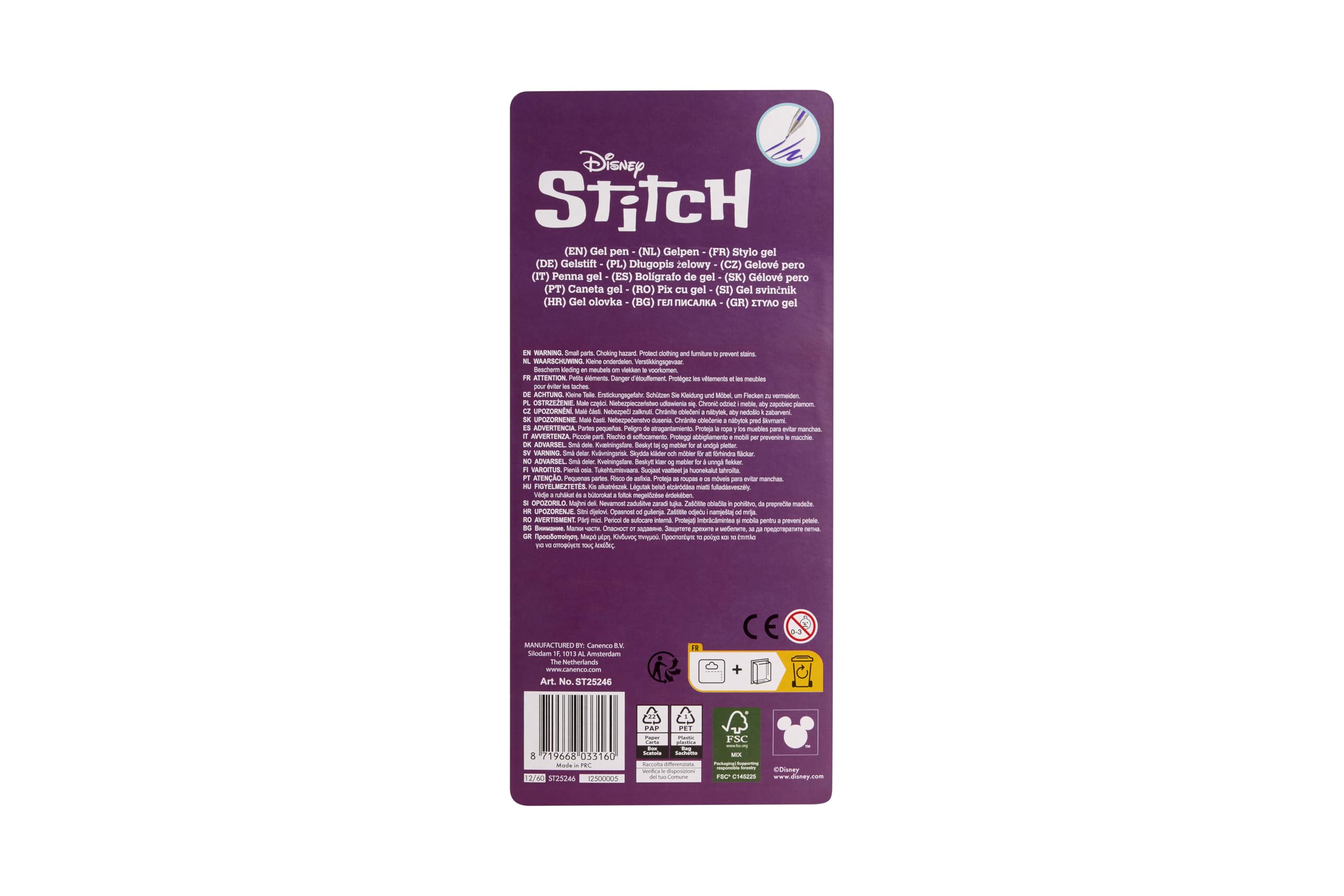 Disney Stitch gelpennen, set van 3 met figuurclip