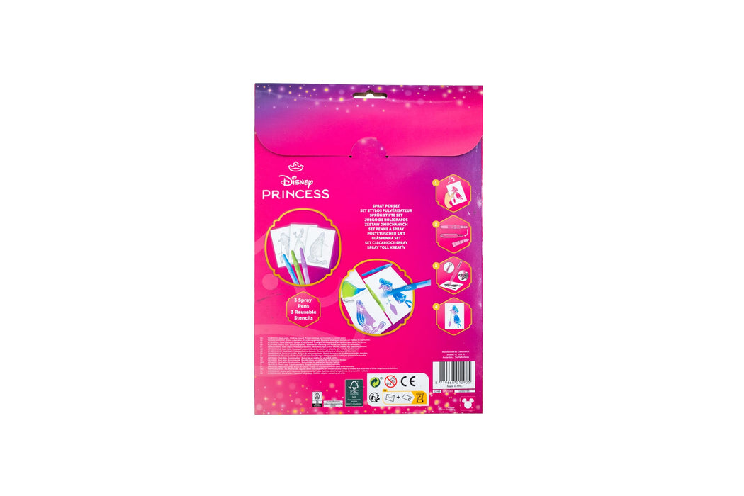 Disney Princess spray pen set A4 envelop, 3 pennen en 3 sjablonen