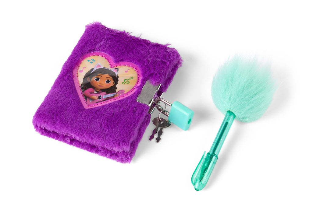 Gabby's Dollhouse pluche dagboek, met slotje en fluffy pen