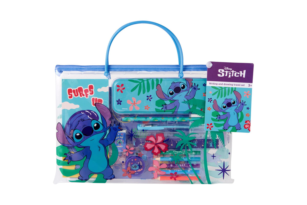 Disney Stitch schrijf- en tekenreisset, met etui, potloden, pennen en stickers