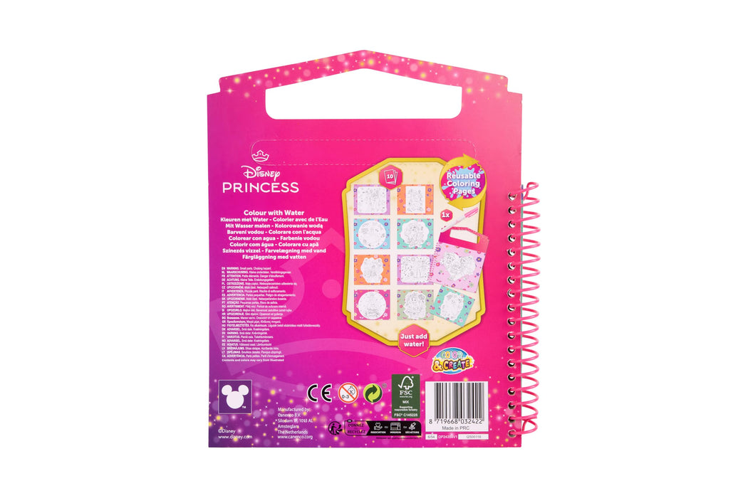 Disney Princess waterkleurboek, 10 herbruikbare kleurplaten