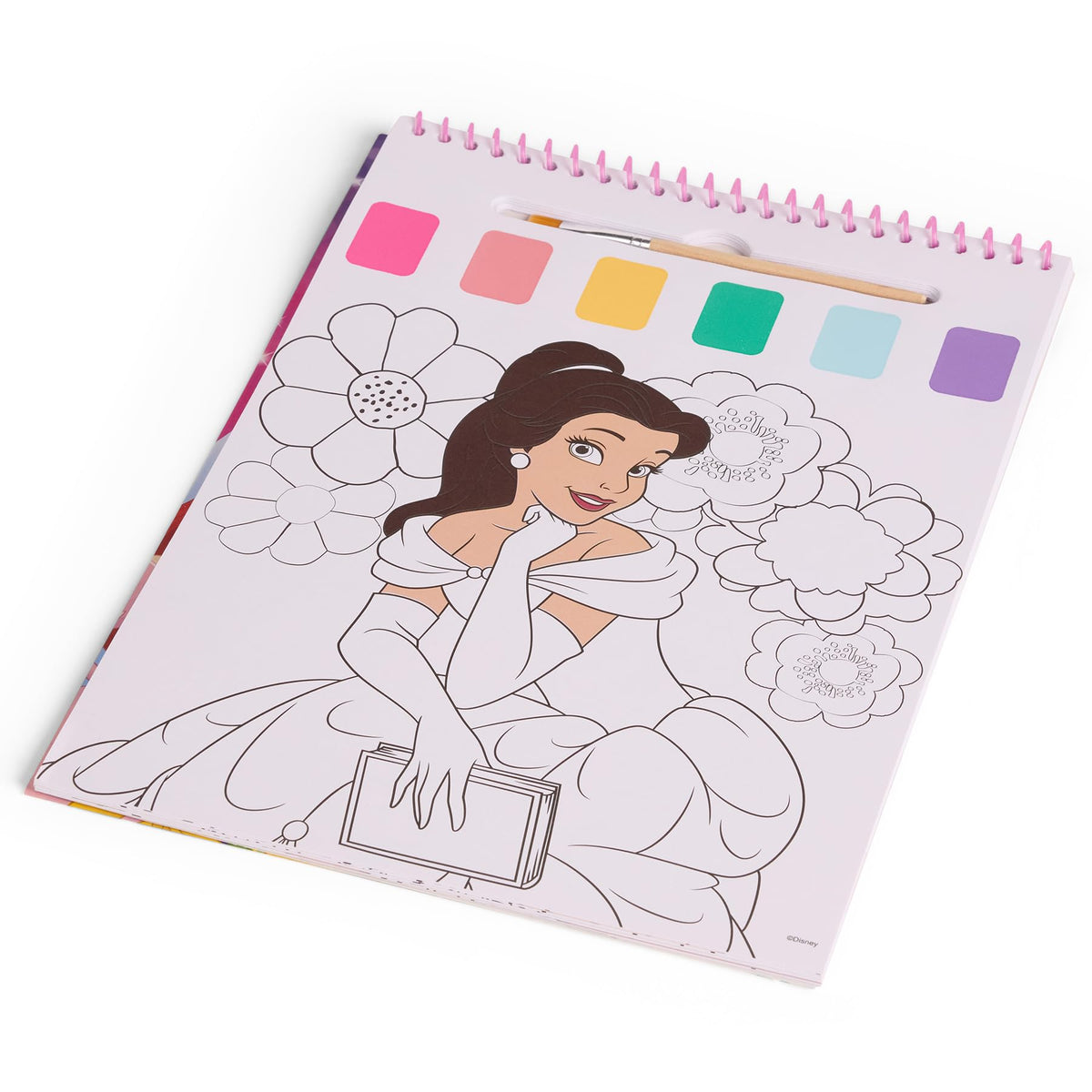 Disney Princess waterverf kleurboek, 24 kleurplaten met penseel