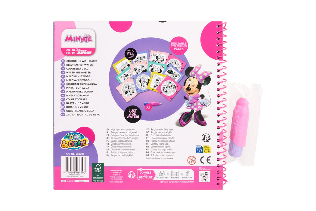 Disney Minnie Mouse waterkleurboek, herbruikbaar met waterstift