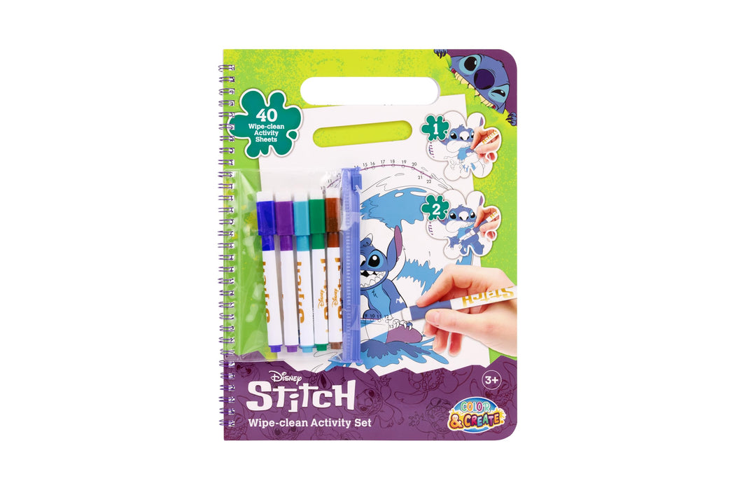 Disney Stitch wipe clean activiteitenset, met 5 uitwisbare stiften