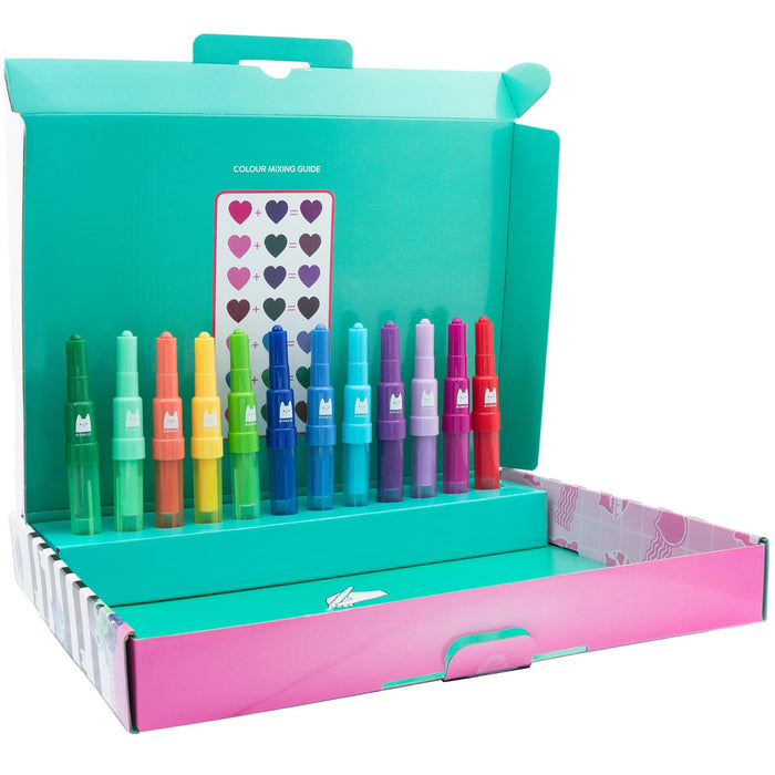 Gabby's Dollhouse spray pen set deluxe, 12 pennen met sjablonen