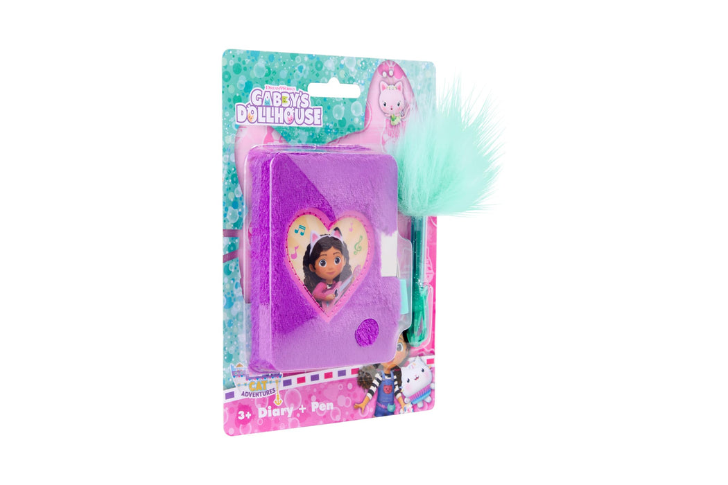 Gabby's Dollhouse pluche dagboek, met slotje en fluffy pen