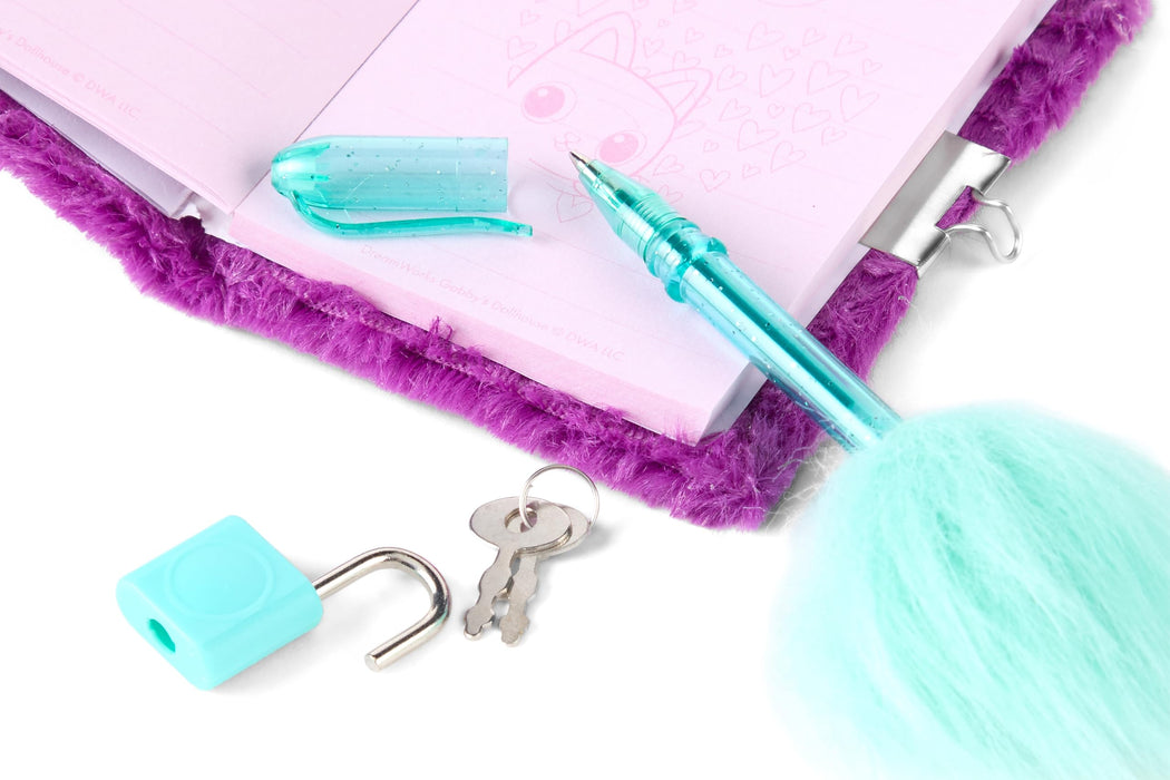 Gabby's Dollhouse pluche dagboek, met slotje en fluffy pen