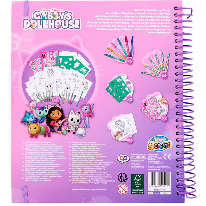 Gabby's Dollhouse activiteiten kleurboek, 16 teken- en kleuractiviteiten
