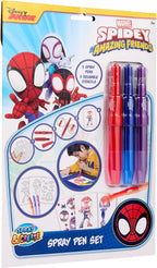 Marvel Spidey spray pen set A4 envelop, 3 pennen en 3 sjablonen