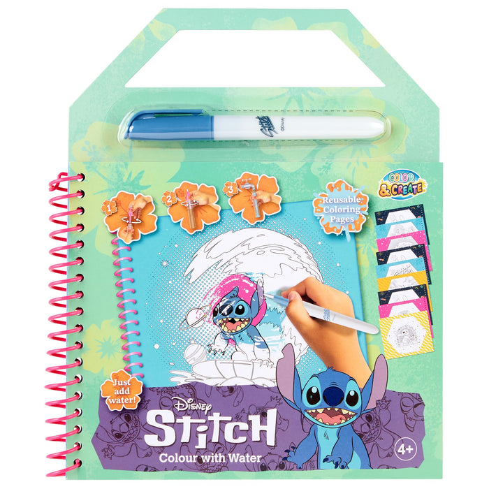 Disney Stitch waterkleurboek, 10 herbruikbare kleurplaten