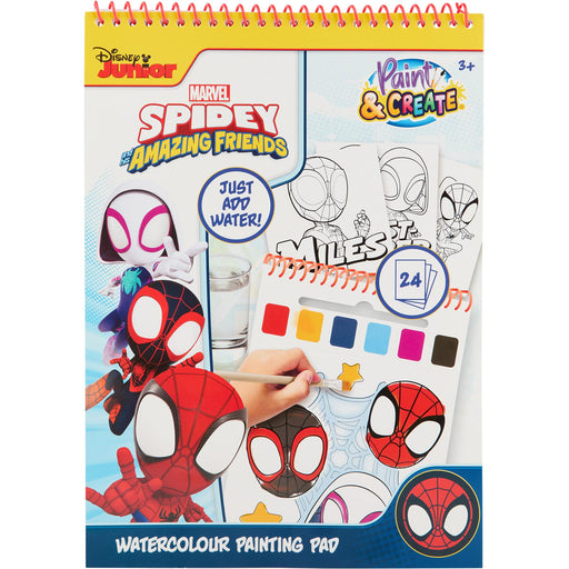 Marvel Spidey waterverf kleurboek, 24 kleurplaten met penseel