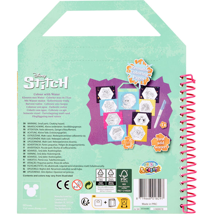 Disney Stitch waterkleurboek, 10 herbruikbare kleurplaten