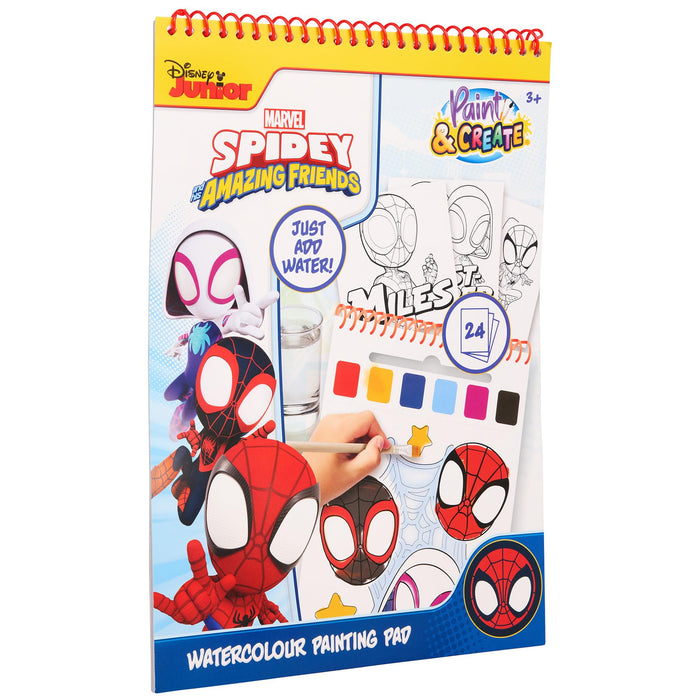 Marvel Spidey waterverf kleurboek, 24 kleurplaten met penseel
