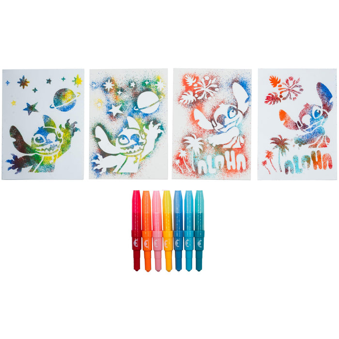 Disney Stitch spray pen set, 7 pennen en 6 sjablonen