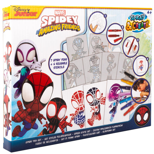Marvel Spidey spray pen set, pennen met sjablonen