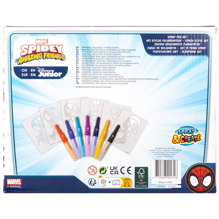 Marvel Spidey spray pen set, pennen met sjablonen