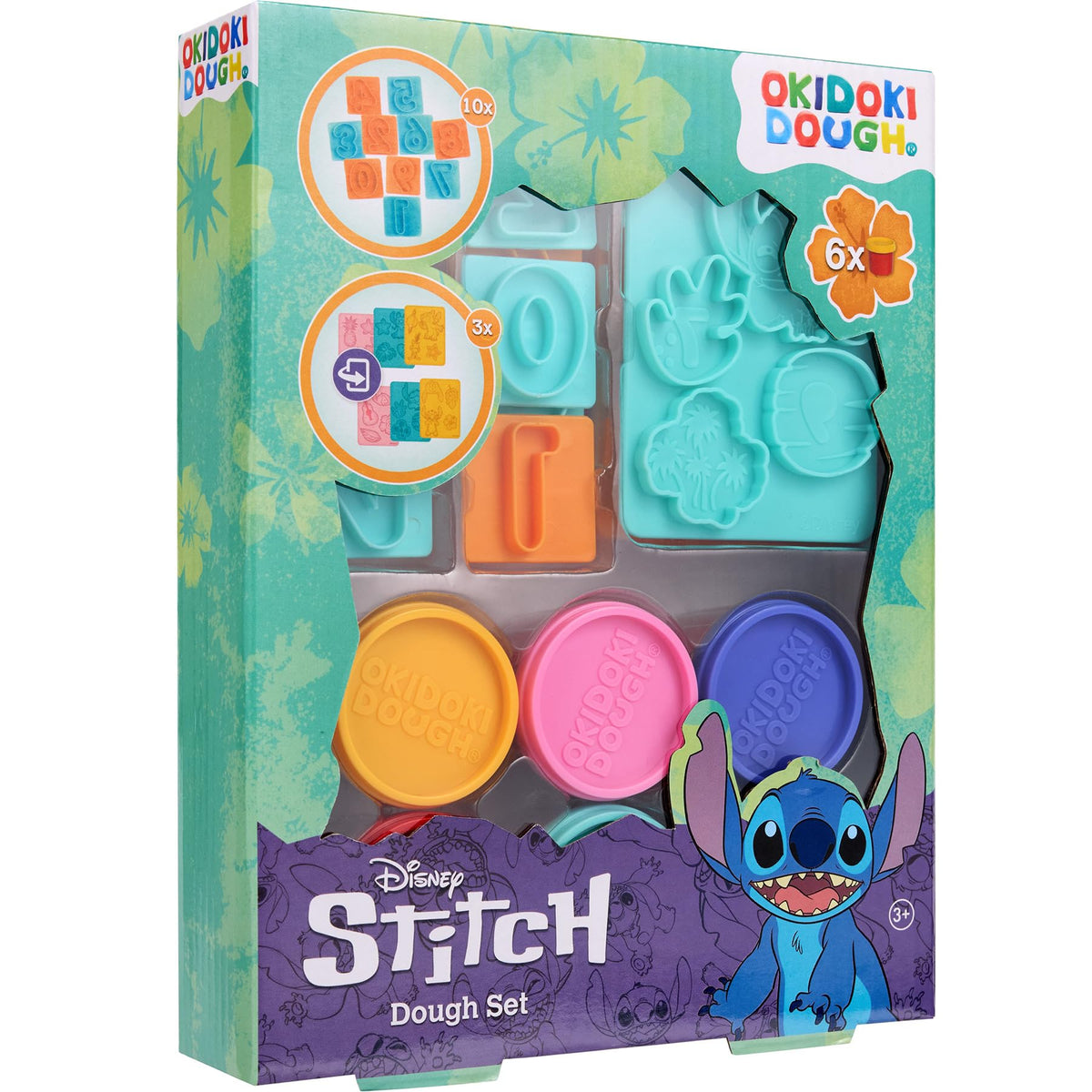 Disney Stitch kleiset met cijfers, 6 kleuren klei en 13 vormpjes