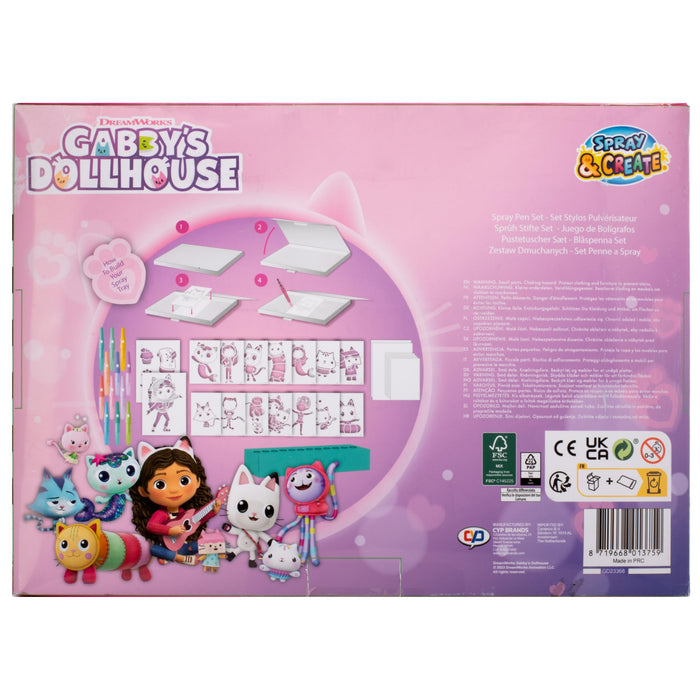 Gabby's Dollhouse spray pen set deluxe, 12 pennen met sjablonen