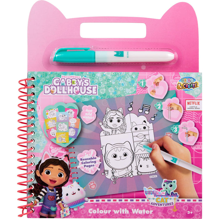 Gabby's Dollhouse waterkleurboek, 10 herbruikbare kleurplaten