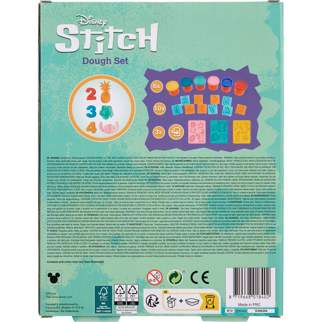 Disney Stitch kleiset met cijfers, 6 kleuren klei en 13 vormpjes