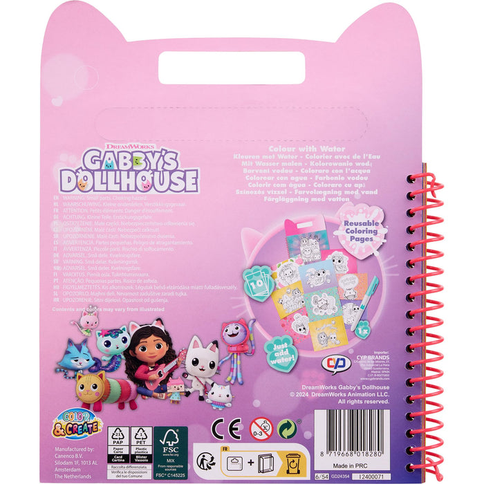 Gabby's Dollhouse waterkleurboek, 10 herbruikbare kleurplaten