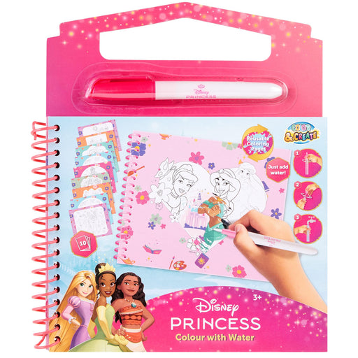 Disney Princess waterkleurboek, 10 herbruikbare kleurplaten